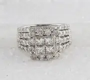 14k White Gold Round Diamond Twist Stackable Band Ring 1/12 Cttw