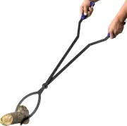 40" Heavy Duty Fire Tongs Firewood Grabber Tool with Scissor Shape Serrated, Log