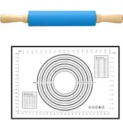 Rolling Pin Pastry Mat Set Rolling Pin Kit Silicone Dough Mat Baking Tool