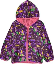 [GuoChe] Hooded Fleece Jacket Baby Mardi Gras Balloon Carnival Mask Dark Purple Toddler Boy Jacket pink Simple Baby Boy Clothes