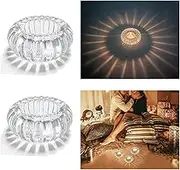 Crystal Circular Candle Holders，Small Glass Candlestick Holders, Clear Glass Candle Holders Bulk for Table Centerpiece,Wedding,Valentines Day, Party, Windowsill, Festival（2 PCS） (85 * 85 * 33)