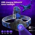 395nm UV LED Headlamp Rechargeable Zoom Ultraviolet Blacklight Head Torch USB