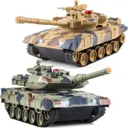 1/24 RC Battle Tank Set, Remote Control Russian T90 and German Leopard II Tan...