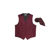 New Men's Tuxedo Vest Waistcoat Vertical Stripes Necktie prom party burgundy