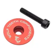 Wolf Tooth Ultralight Stem Cap and Bolt - Aluminum, 1 1/8 Top Only, Red