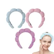 Nevenka 3 Pcs Spa Headband for Women Sponge for Washing Face Skincare Shower-SetC