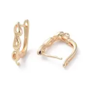 4Pcs Brass Latch Back Closure Hoop Earring Findings with Horizontal Loop 18x13mm