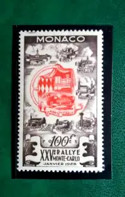 1955- Monaco- 100 fr.-nuovo-MNH**-25° Rally automobilistico di Montecarlo.-