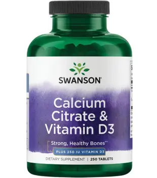 【 Swanson 】檸檬酸鈣+維他命D Calcium Vitamin D *250錠