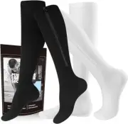 Zipper Compression Socks Men & Women-2 Pairs Of 15-20mmhg Closed Toe Compression