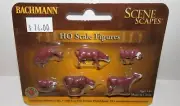 Bachmann SceneScapes HO Scale Brown & White Cows #33102 NIP