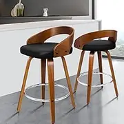 ALFORDSON Bar Stools 2Pcs Swivel Counter Stool 64cm Seat Height Kitchen Dining Chair with Footrest and Adjustable Leg Levelers for Home Bar Dining Room Black