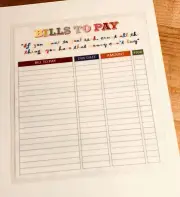 Bills to Pay Laminated Reusable Sheet