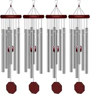 4 Pack Pgzsy Memorial Wind Chimes Outdoor Large Deep Tone, Outdoor Sympathy Wind-Chime Personalized with 6 Tuned Tubes, Elegant Chime for Garden Patio Balcony and Home