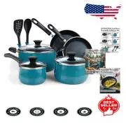 10-Piece Nonstick Cookware Set in Turquoise - Induction Friendly Kitchen Set