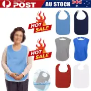 Reusable Cloth Adult Eating Bibs Hook & Loop Neck Closure Washable Bib VN
