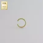 14K REAL Solid Gold Beaded Ear Cuff Ring Cartilage Conch Helix No Piercing
