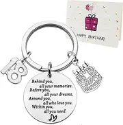 [HAOJIAXUANH] 18th Birthday Keychain Gift - Cake Design,with Greeting Card & Gift Box（1 set）,for Teens, Friends, Students