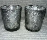 Set of 2 Yankee Candle Fairy Silver Frosted Christmas Votive Tea light Holder