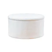 Dicor White Boucle Circular Storage Ottoman - Footstool