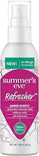 Summers Eve Refresher Mist, Amber Nights, Odor Reducing Feminine Spray for Women, 1.89oz Bottle