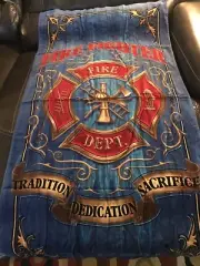 Beach Blanket Towel Fire Fighter Department Emblem 30" x 60" NEW 100% Cotton
