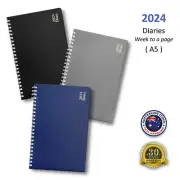 2024 Diary Desk Spiral Week to Page PU Leather Office Business Planner Notebook