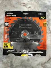 BLACK & DECKER PIRANHA Circular 7-1/4" SAW BLADE, 24 Carbide TEETH, #77-240, NEW