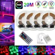 3528 RGB LED Strip Light 66FT Flexible SMD Remote Fairy Lights 20m+US Adapter.