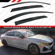 FOR 2021-24 KIA K5 PREMIUM BLACK TRIM WINDOW VISOR RAIN GUARD DEFLECTOR W/ CLIPS