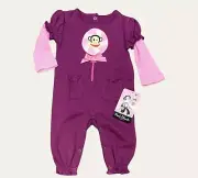 Baby Girls 3/6 Month Paul Frank Luxe One Piece Outfit Monkey Lollipop/Bow Design