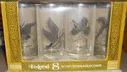 8 SILVER RIMMED FEDERAL GAME BIRD DRINKING GLASSES HIGHBALL TUMBLER
