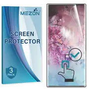 [3 Pack] Samsung Galaxy Note 10+ Ultra Clear Edge-to-Edge Full Coverage Screen Protector Film by MEZON – Fingerprint Sensor Compatible (Note 10+, Clear)