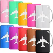 [GLWJXSD] 10 Pieces Luggage Tags Business Card Holder Aluminium Metal Travel ID Bag Tag for Travel Luggage Baggage Identifier (Yellow, Purple)