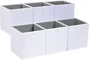Amazon Basics Collapsible Fabric Storage Cube Organizer Bins - Pack of 6, White, 33x38x33 CM