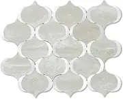 OYASIMI 10 Sheet Arabesque Peel and Stick Backsplash Tile, Stick on Backsplash for Kitchen and Bathroom Wall, Dolomite Stone PVC Mixed Metal Aluminum