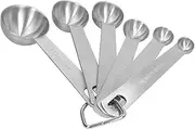 Fdit Stainless Steel Measuring Spoons Set of 6, Food Grade Kitchen Gadgets with Metric, Narrow Design for Jars, Baking & Cooking Tools (6PCS)