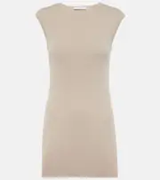 [Max Mara] Max Mara Soldino ribbed-knit jersey top UK 10 neutrals