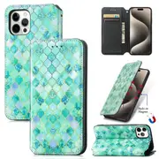 CaseNeo For Apple iPhone 15 Pro Leather Wallet Flip Case With RFID Blocking Credit Card Holder Slots Cover - Emerald