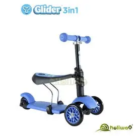 【Holiway】 YVolution Glider 3in1三輪滑板平衡車-三合一款 騎士藍 加送安全帽車燈
