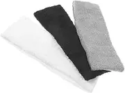 [BESPORTBLE] 3pcs Sweatband Headband for Men Women Breathable and Moisture Wicking Athletic Headbands for Gym Yoga Sports Activities Stylish Comfortable Grey
