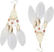 [SAFIGLE] Leaf Earrings Earrings Girl Earrings Post Earrings for Women Ear Drop Tassel Earrings Bling Earrings Beaded Earrings Palace Woman White Accessories Alloy