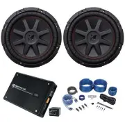 (2) Kicker 43CVR104 COMPVR 1400W 10" Car Subwoofers Subs+Mono Amplifier+Amp Kit