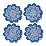 4 Pcs TRIVETS for Hot Dishes Pots Pans Ceramic Blue Color Set of 4