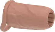 The Happy Wife Sleeve | Cock Sheath | Male Girth Enhancement |Open Head for Sensitivity | Sexual Pleasure Enhancer for Men, Women & Couples | Condom Friendly, Nude Color, Large Girth 4" x 2.5"