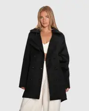 [Belle & Bloom] Wanna Be Loved Wool Blend Peacoat - Black