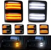 Sequential LED Side Mirror Turn Signal Lights for Ford F250 F350 F450 F550 Super Duty 2008-2016, Amber Switchback Side Marker Lights for Pickup Truck Towing Mirror (Smoked Lens)