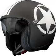 Premier Vintage Star, open face helmet , color: Matt Black/White , size: S