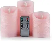 Ribech Flameless Candles with Flickering LED & Remote Control - Set of 3 Realistic Wax Candles for Valentine's, Weddings, Birthdays & Home Décor - Timer & Battery Operated.