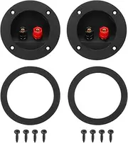 uxcell 2Pcs 2.4 Inch Round Speaker Box Terminal Cup, 2-Way Subwoofer Plug Connector Double Binding Posts Spring Loaded Jack for Car Stereo Speaker Wire Sub Box